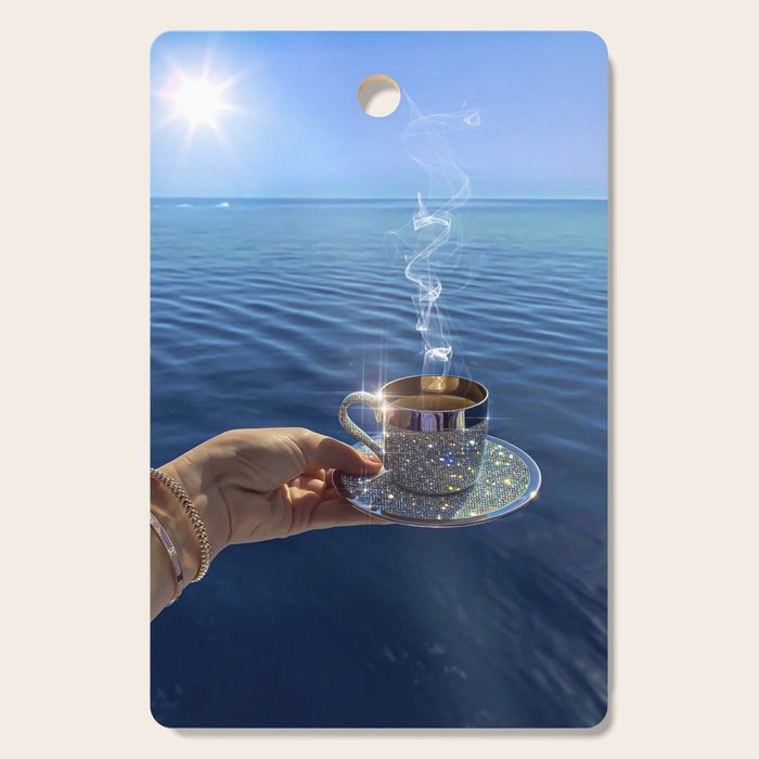 TAKE A BREAK | blue | cup | summer | glitter | sunshine | vacation | morning | coffee | aesthetic  Cutting Board Gallery Image 1