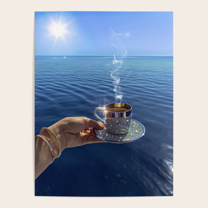 TAKE A BREAK | blue | cup | summer | glitter | sunshine | vacation | morning | coffee | aesthetic  Poster Gallery Image 4