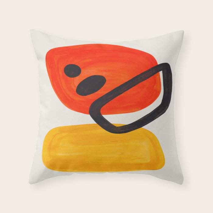 Colorful Mid Century Modern Abstract Fun Shapes Patterns Space Age Orange Yellow Orbit Bubbles Throw Pillow Gallery Image 6
