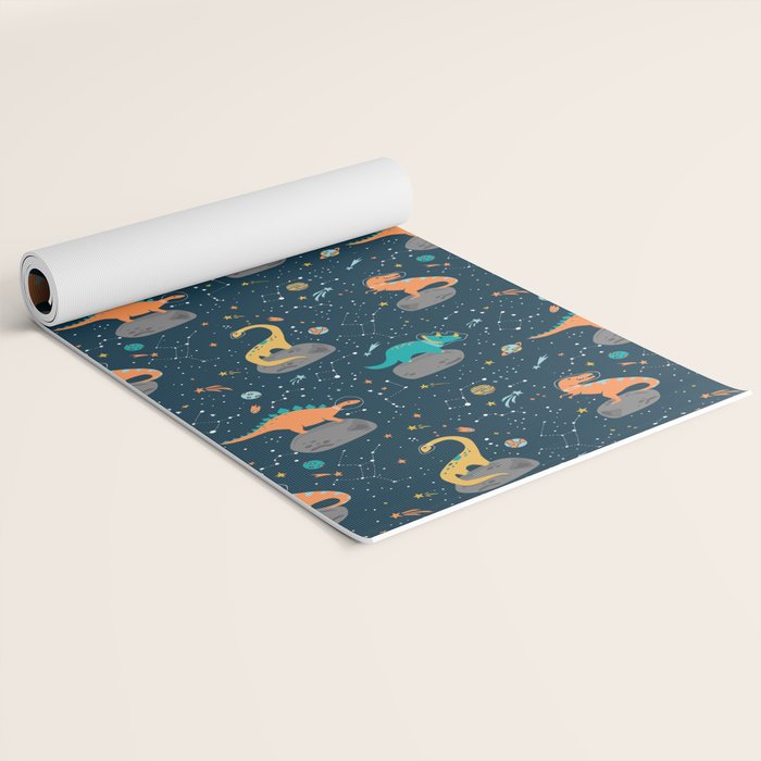 Dinosaurs Floating on an Asteroid Yoga Mat Gallery Image 2