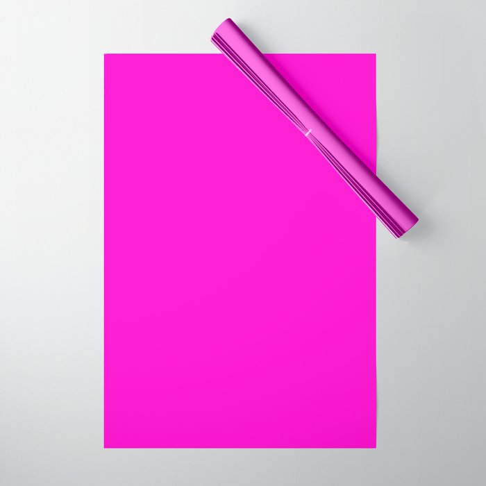 BRIGHT MAGENTA SOLID COLOR Plain Vibrant Hot Pink Shade Wrapping Paper Gallery Image 1