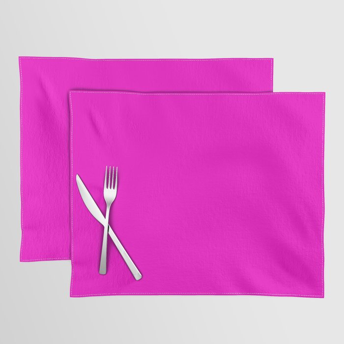 BRIGHT MAGENTA SOLID COLOR Plain Vibrant Hot Pink Shade Placemat Gallery Image 1