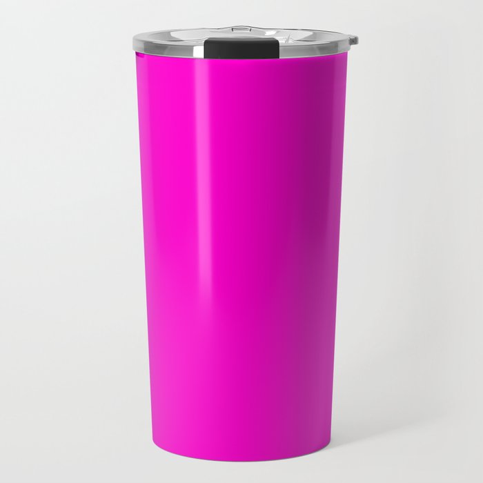 BRIGHT MAGENTA SOLID COLOR Plain Vibrant Hot Pink Shade Travel Mug Gallery Image 1
