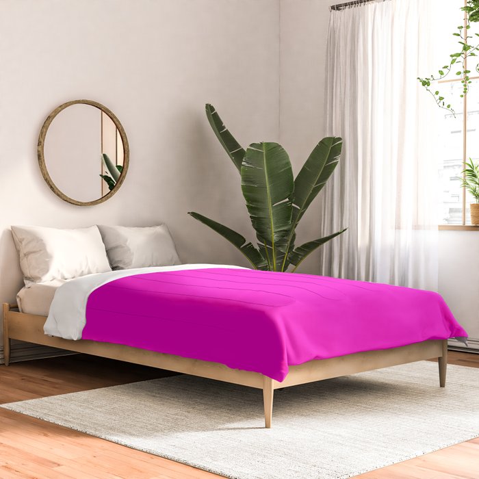 BRIGHT MAGENTA SOLID COLOR Plain Vibrant Hot Pink Shade Comforter Gallery Image 2