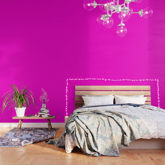 BRIGHT MAGENTA SOLID COLOR Plain Vibrant Hot Pink Shade Wallpaper Gallery Image 1
