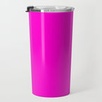 BRIGHT MAGENTA SOLID COLOR Plain Vibrant Hot Pink Shade Travel Mug Gallery Image 3