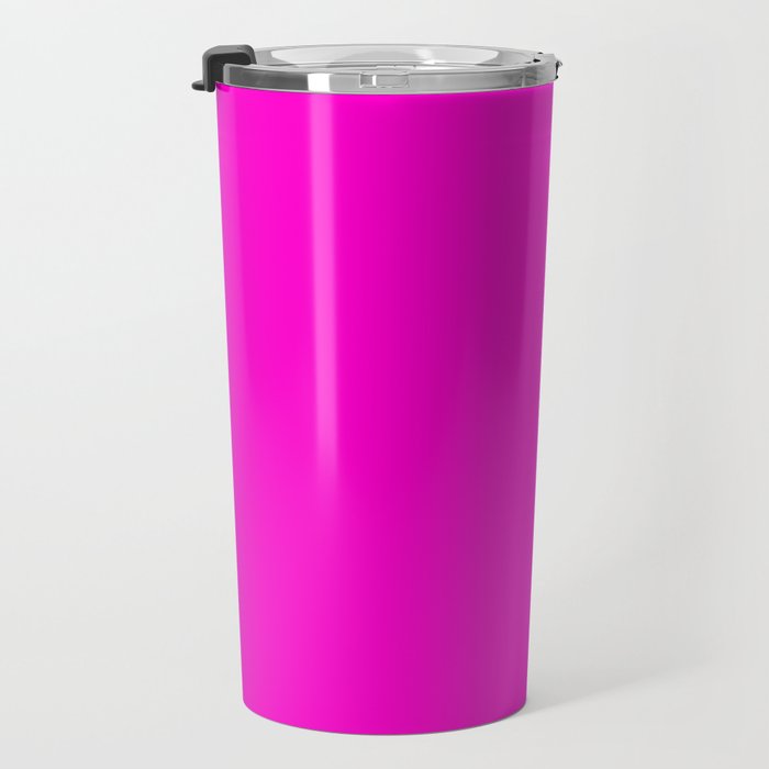 BRIGHT MAGENTA SOLID COLOR Plain Vibrant Hot Pink Shade Travel Mug Gallery Image 3