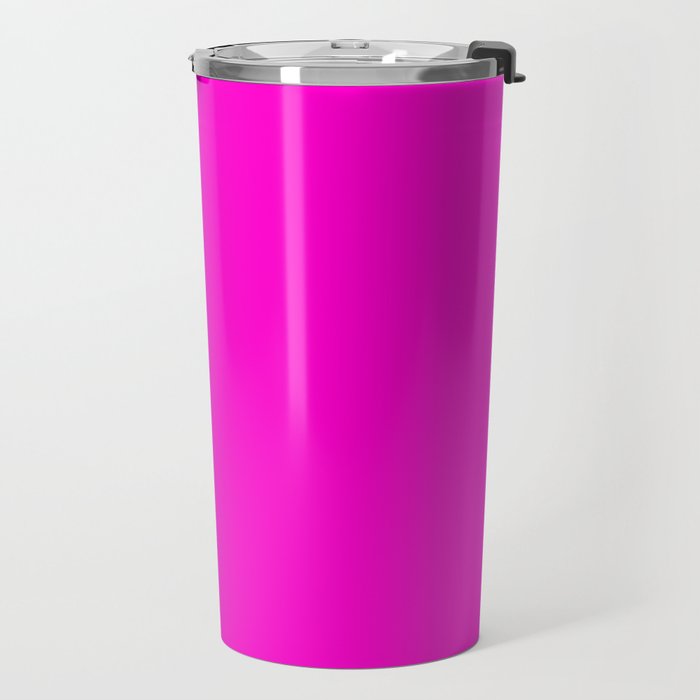 BRIGHT MAGENTA SOLID COLOR Plain Vibrant Hot Pink Shade Travel Mug Gallery Image 2