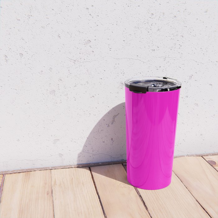 BRIGHT MAGENTA SOLID COLOR Plain Vibrant Hot Pink Shade Travel Mug Gallery Image 4