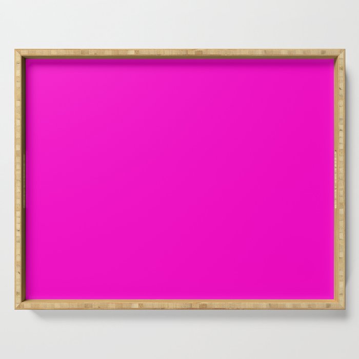 BRIGHT MAGENTA SOLID COLOR Plain Vibrant Hot Pink Shade Serving Tray Gallery Image 1