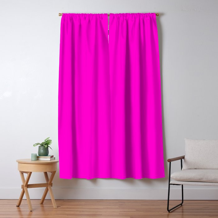 BRIGHT MAGENTA SOLID COLOR Plain Vibrant Hot Pink Shade Window Curtain Gallery Image 1