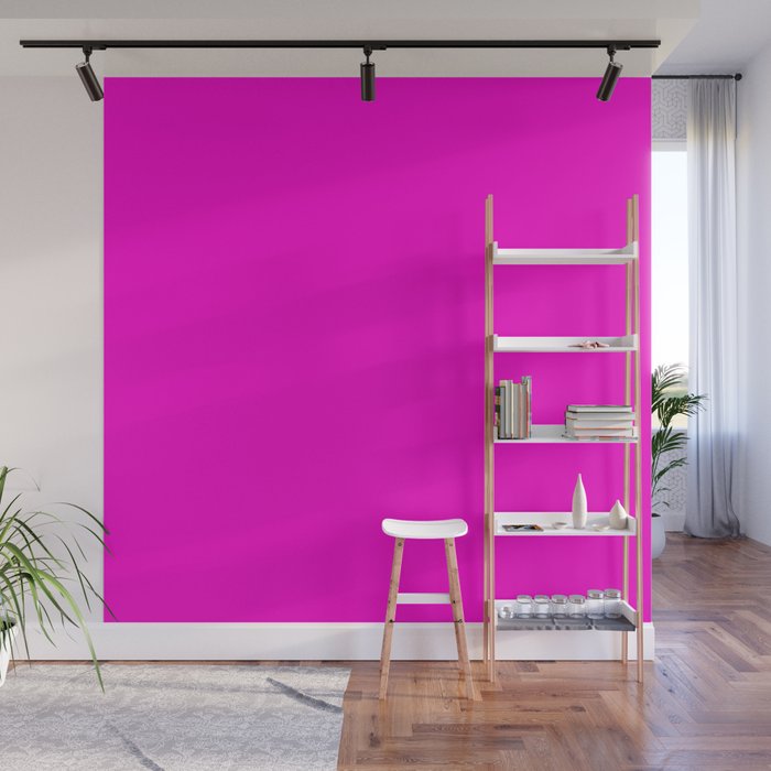 BRIGHT MAGENTA SOLID COLOR Plain Vibrant Hot Pink Shade Wall Mural Gallery Image 1