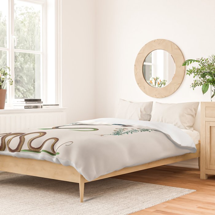 Albertus Seba Three Snakes And Floral Vines  Duvet Cover Gallery Image 2