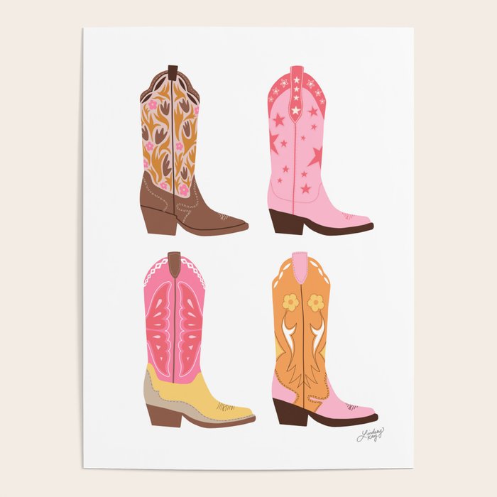 Cowboy Boots (Warm Palette) Illustration  Poster Gallery Image 1
