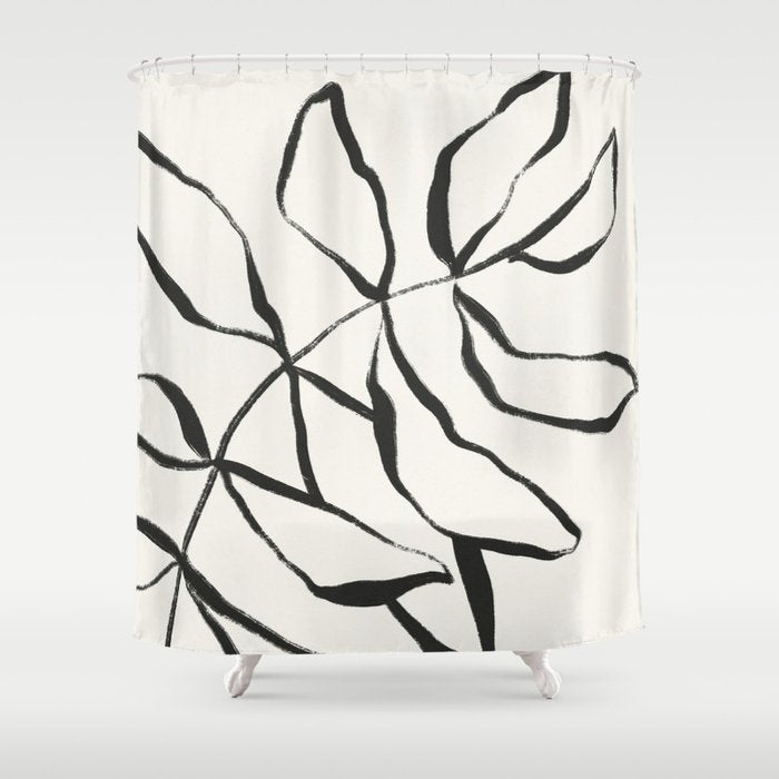 Minimal Line Leaves #1 Shower Curtain Gallery Image 1