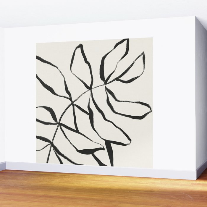 Minimal Line Leaves #1 Wall Mural Gallery Image 2