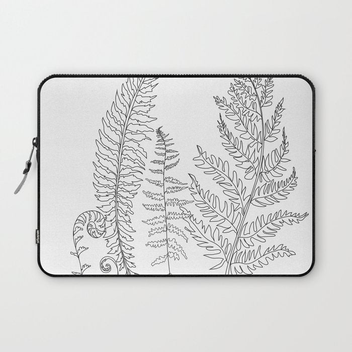 Minimal Line Art Fern Leaves Laptop Sleeve Gallery Image 1