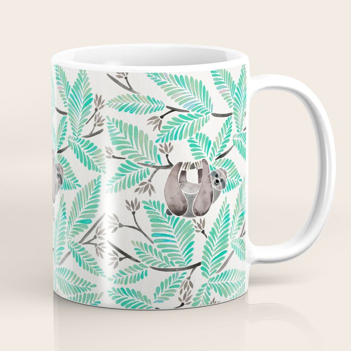 Happy Sloth - Tropical Mint Rainforest Coffee Mug Gallery Image 1