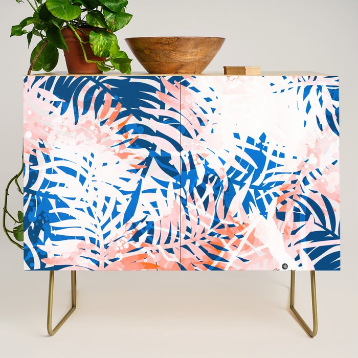 Tropical palms blue and coral Credenza Gallery Image 1
