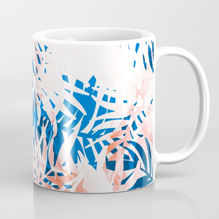 Tropical palms blue and coral Coffee Mug Gallery Image 1