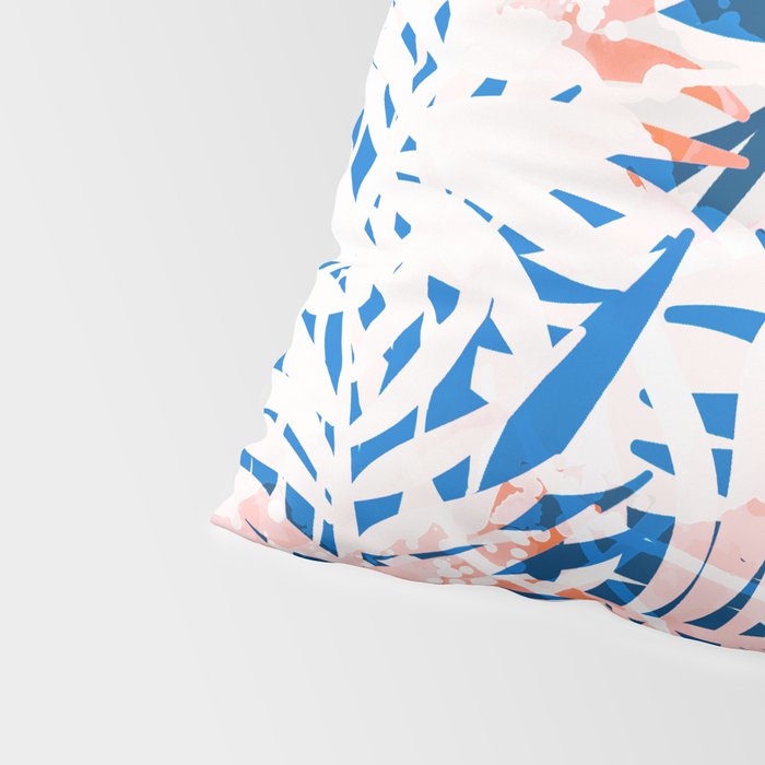 Tropical palms blue and coral Pillow Sham Gallery Image 4