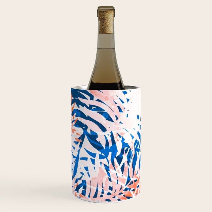 Tropical palms blue and coral Wine Chiller Gallery Image 1