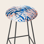 Tropical palms blue and coral Stool Gallery Image 2