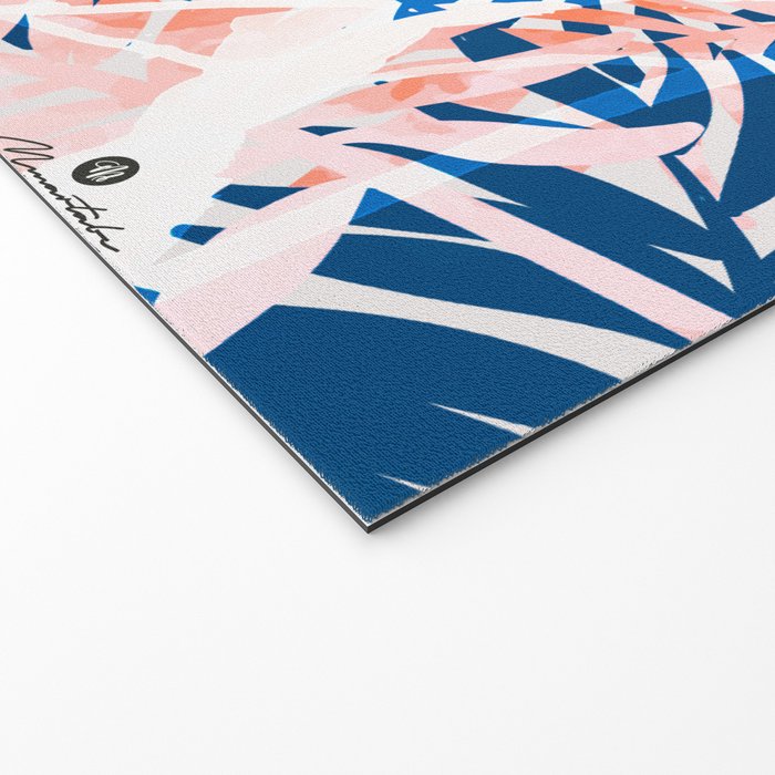 Tropical palms blue and coral Welcome Mat Gallery Image 2