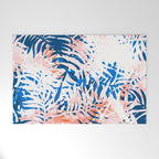 Tropical palms blue and coral Welcome Mat Gallery Image 1