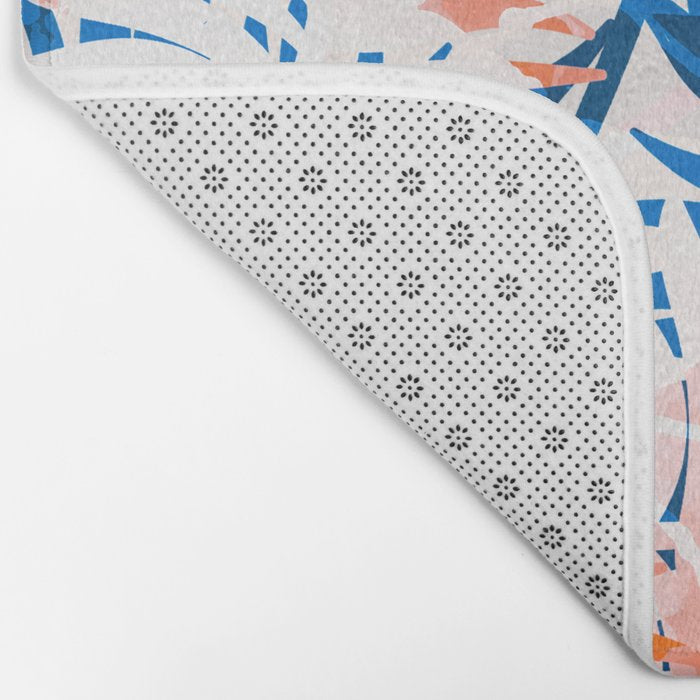 Tropical palms blue and coral Bath Mat Gallery Image 2
