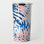Tropical palms blue and coral Travel Mug Gallery Image 1