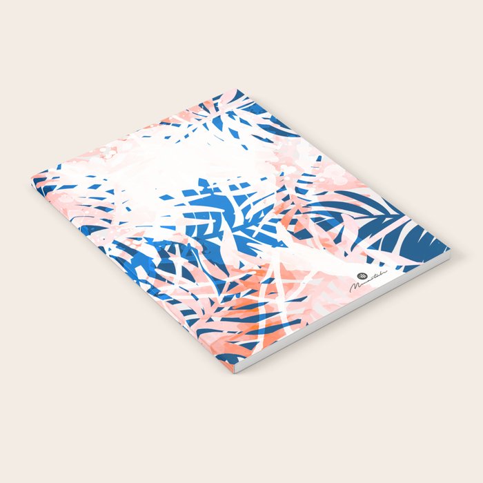 Tropical palms blue and coral Notebook Gallery Image 2