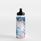 Tropical palms blue and coral Water Bottle Gallery Image 3