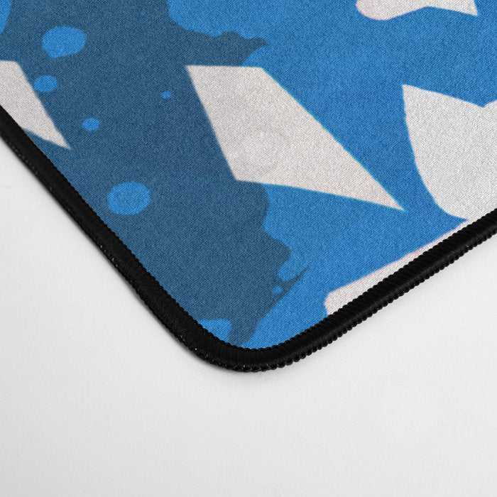 Tropical palms blue and coral Desk Mat Gallery Image 4