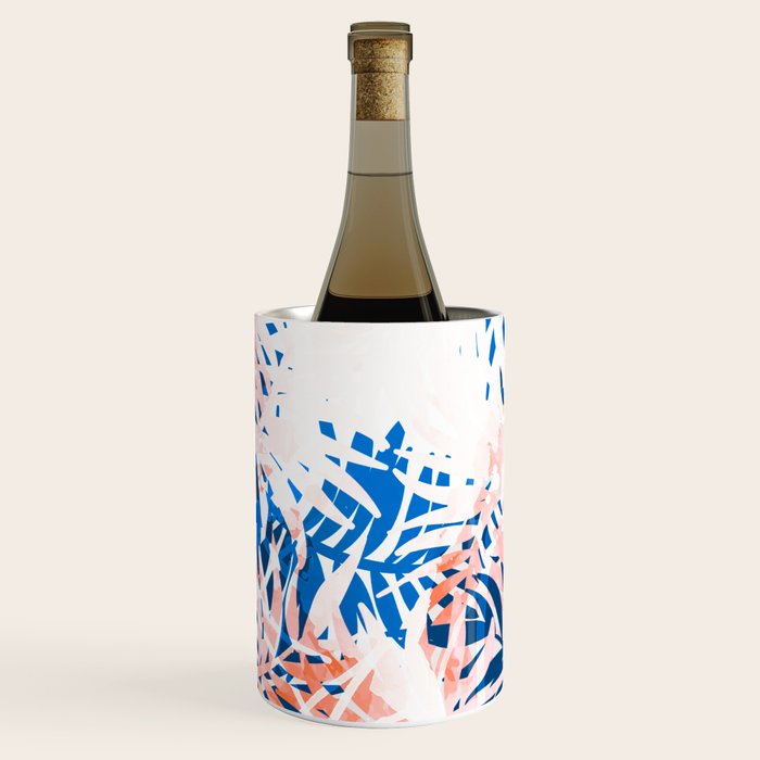 Tropical palms blue and coral Wine Chiller Gallery Image 3