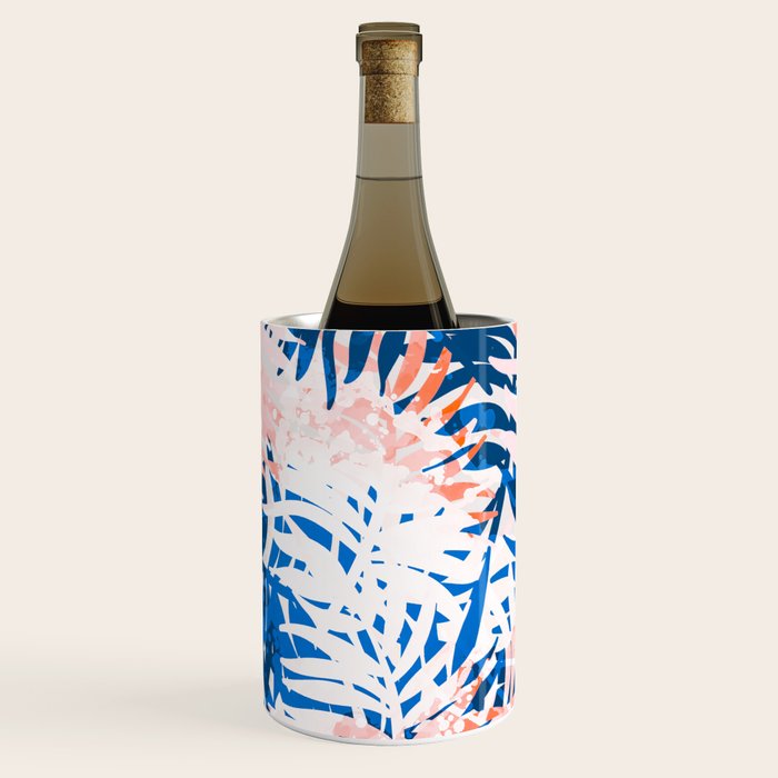 Tropical palms blue and coral Wine Chiller Gallery Image 2