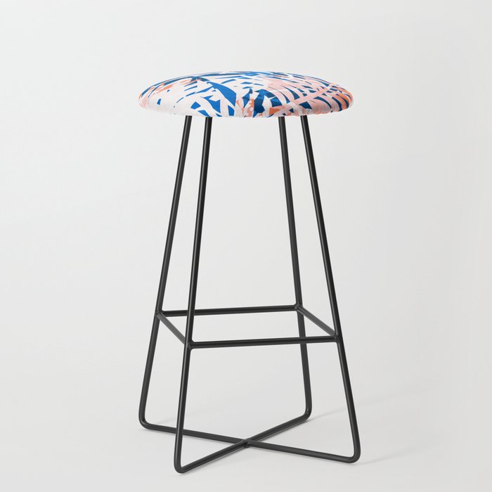Tropical palms blue and coral Stool Gallery Image 1