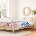 Tropical palms blue and coral Duvet Cover Gallery Image 2