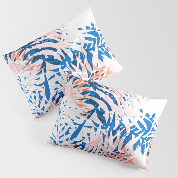 Tropical palms blue and coral Pillow Sham Gallery Image 3