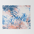 Tropical palms blue and coral Throw Blanket Gallery Image 2