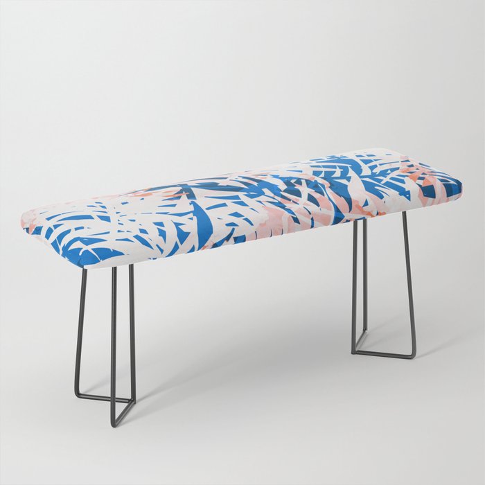 Tropical palms blue and coral Bench Gallery Image 1