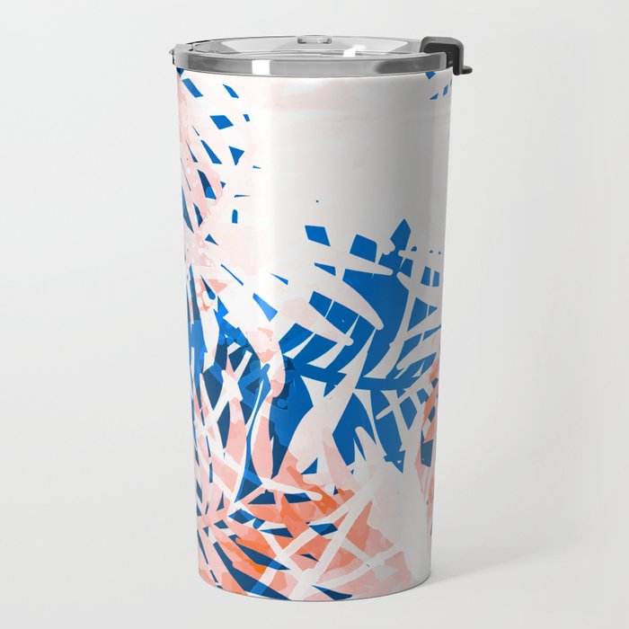 Tropical palms blue and coral Travel Mug Gallery Image 2