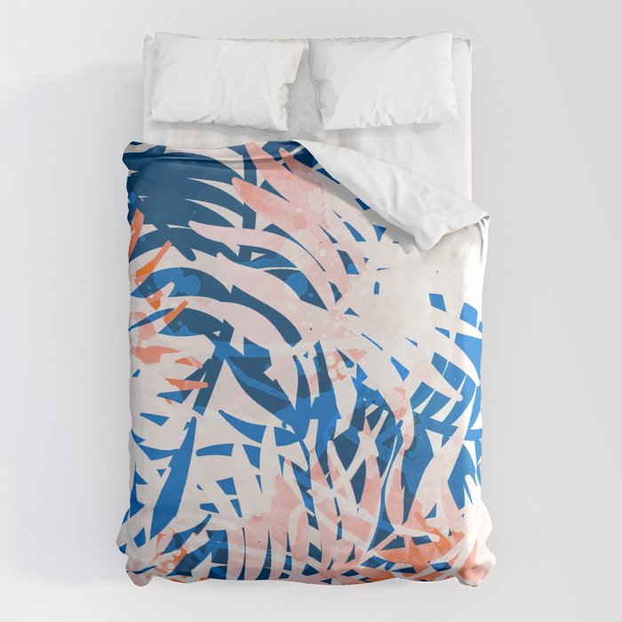 Tropical palms blue and coral Duvet Cover Gallery Image 6
