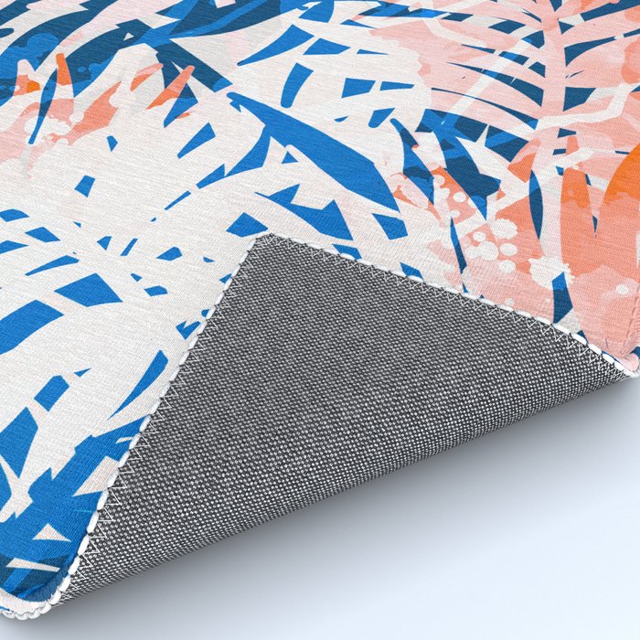 Tropical palms blue and coral Rug Gallery Image 4