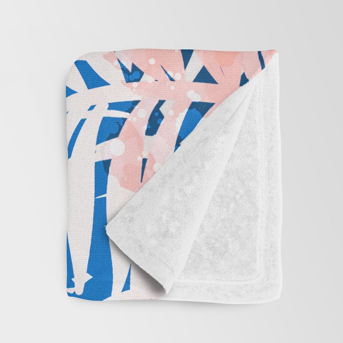 Tropical palms blue and coral Throw Blanket Gallery Image 3