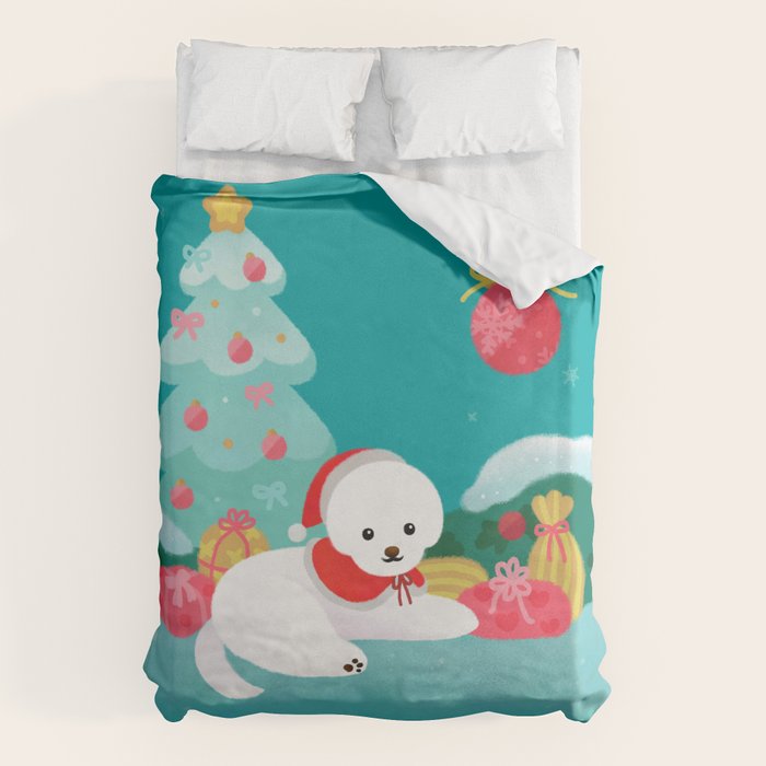 Christmas bichon frise 2 Duvet Cover Gallery Image 6