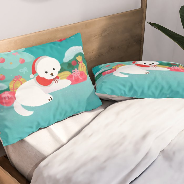 Christmas bichon frise 2 Pillow Sham Gallery Image 2