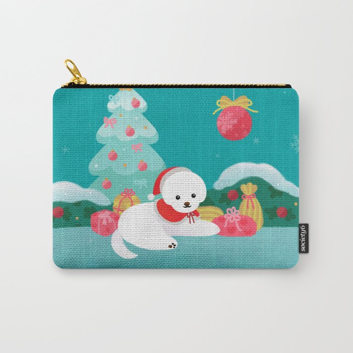 Christmas bichon frise 2 Carry All Pouch Gallery Image 1