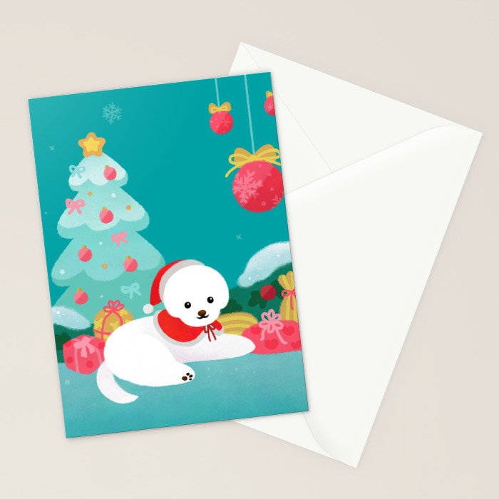 Christmas bichon frise 2 Stationery Card Gallery Image 2