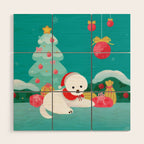 Christmas bichon frise 2 Wood Wall Art Gallery Image 1